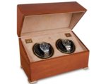 Кутия за самонавиващи се часовници Rapport London Est. 1898 - PERPETUA II SATIN WALNUT DUO WATCH WINDER